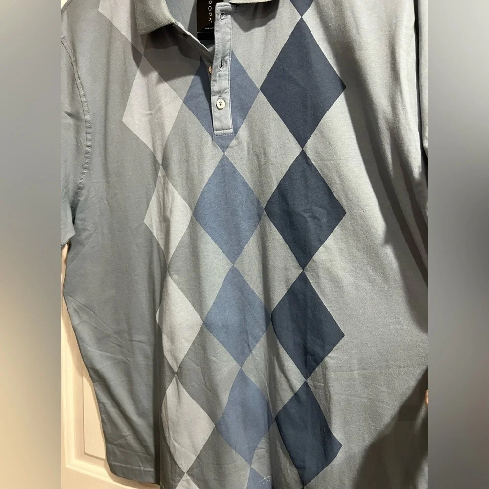 Men’s NWT new blue polo button down up shirt XXL Via Europa - Picture 3 of 8